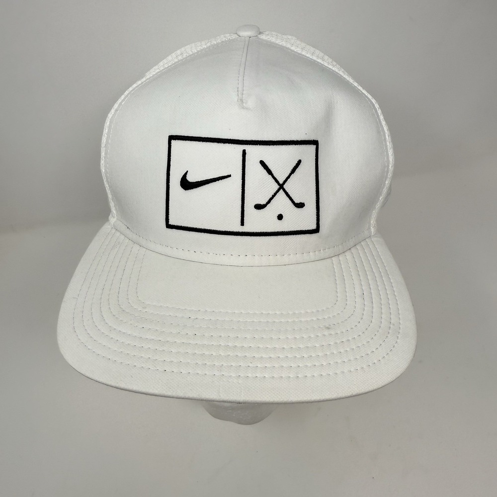 Nike Golf White Mesh Back Snapback AeroBill Breathable‎ Golf Hat  Cap 832708-100